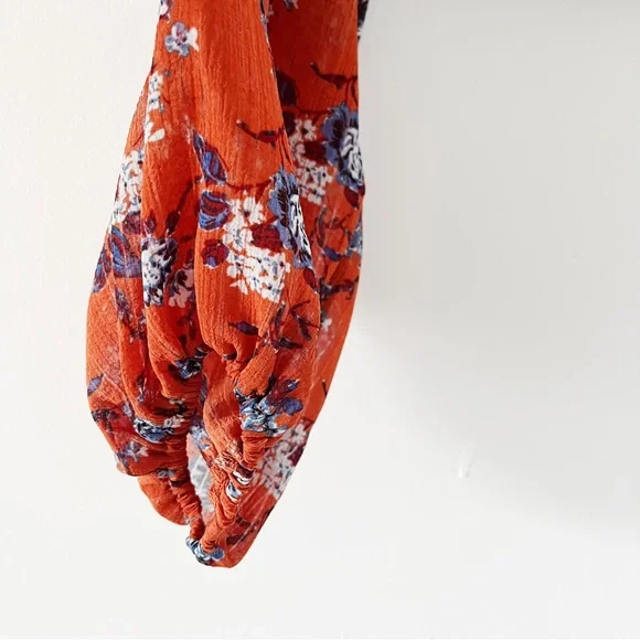 NWOT Free People New Final Rose Long Sleeve Blouse - Rust Combo XS - Picture 6 of 12